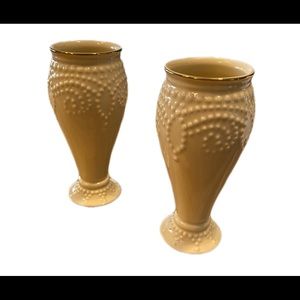 Pair of Lenox ivory with gold trim beaded bud vases